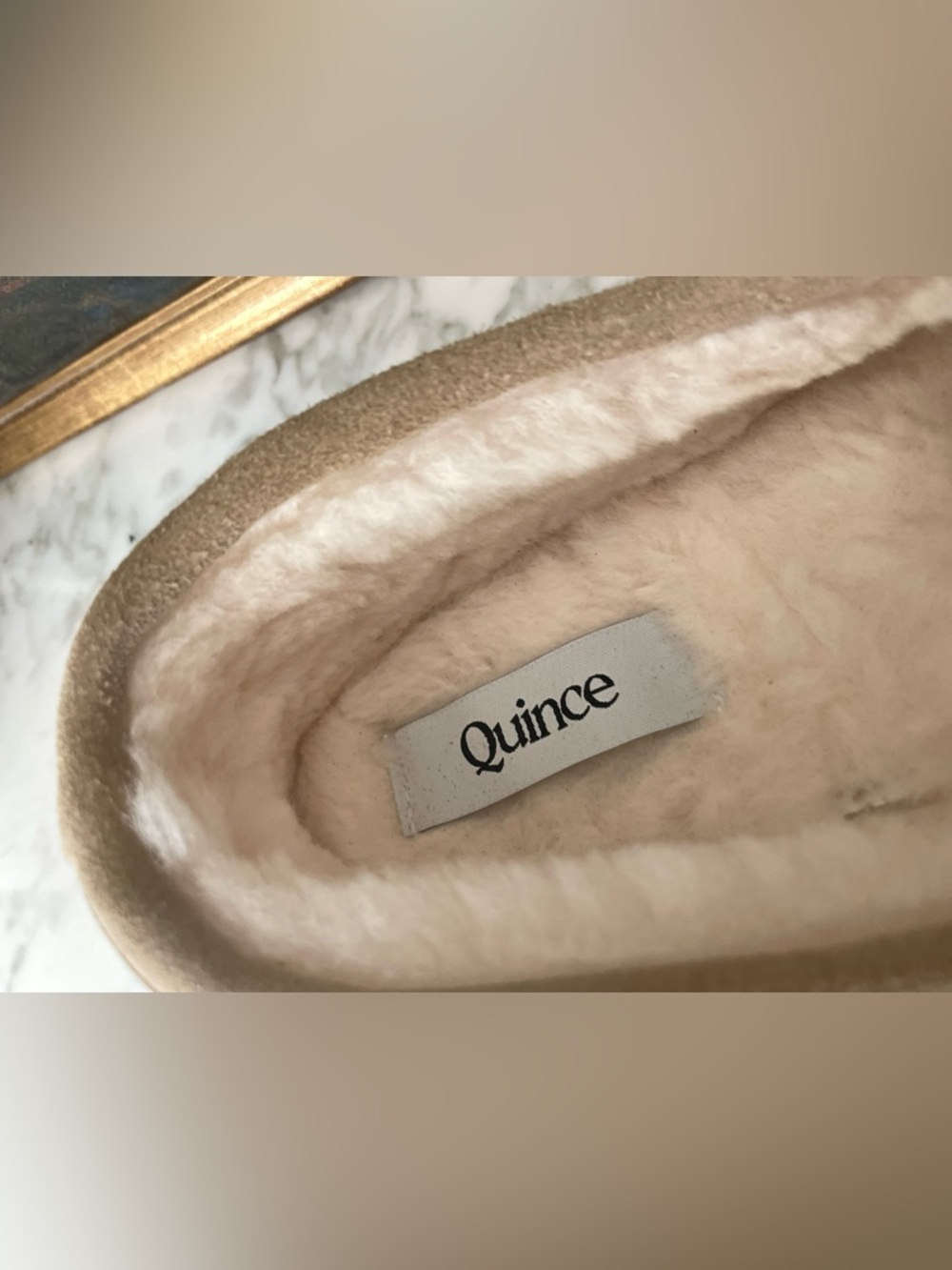 Quince Australian Shearling Moccasin Slipper Tan Suede Size 10 - Picture 7 of 12